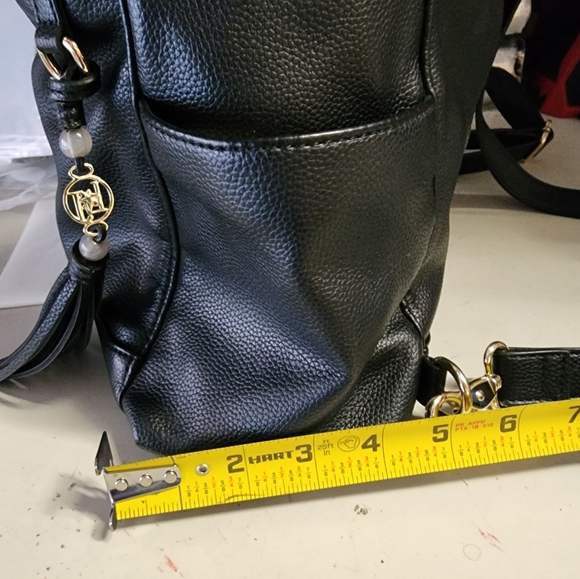 Lily Jade Brittany Vegan Leather Black Convertible Tote Bag Backpack - Picture 16 of 16